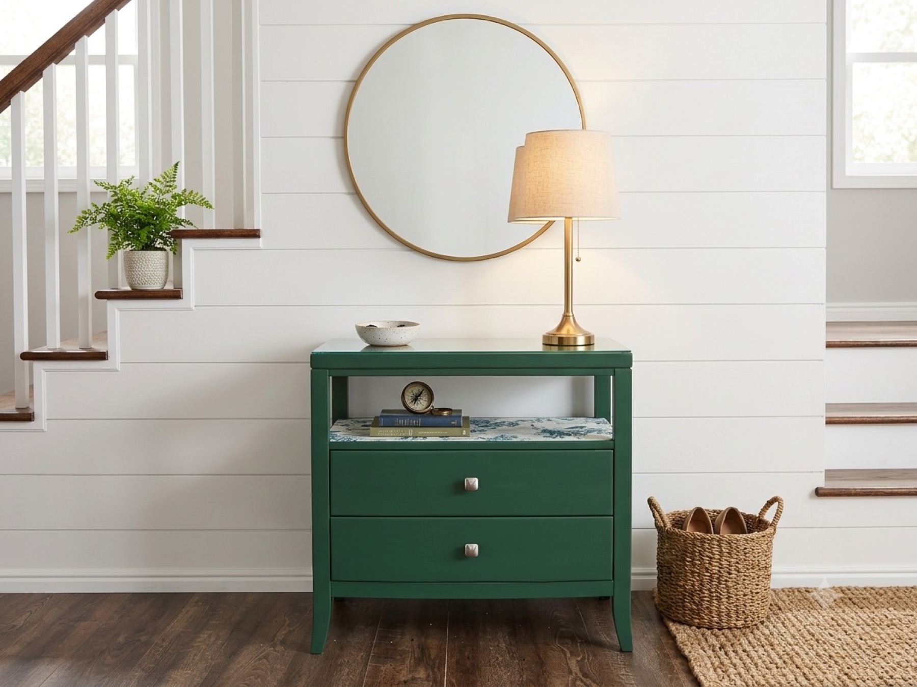 Green Stanley Two-Drawer Table